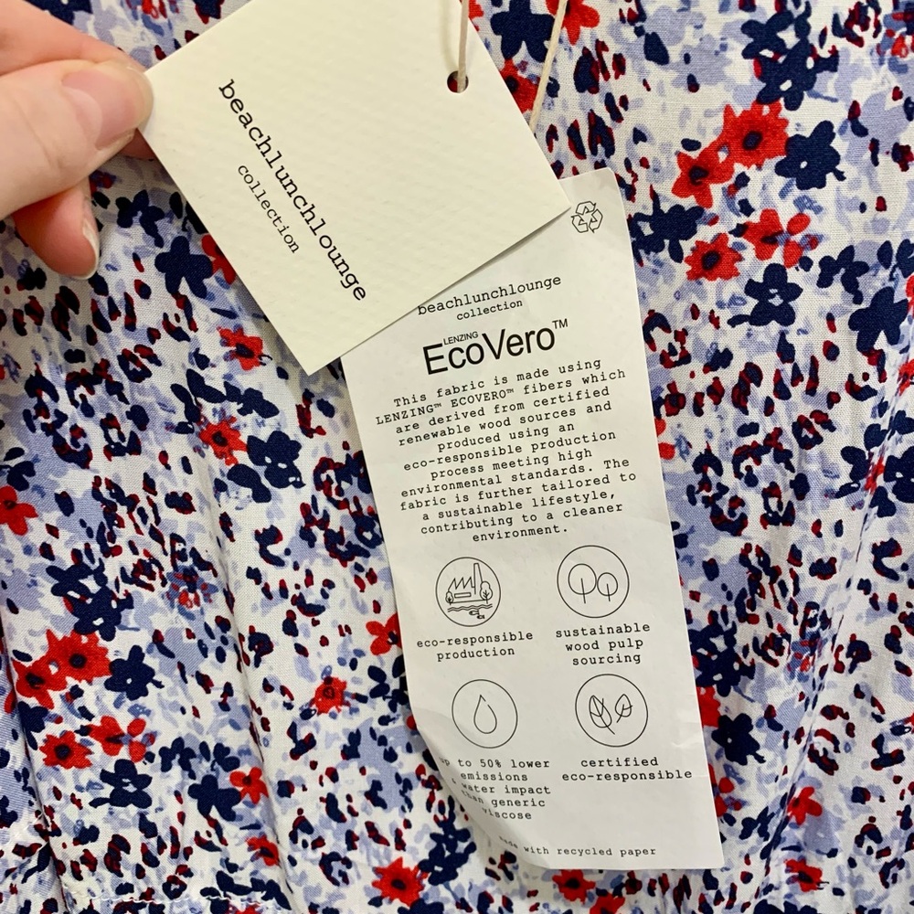 NEW beachlunchlounge Women's Lynette Blue and Red Floral Maxi Dress Medium - Picture 3 of 7